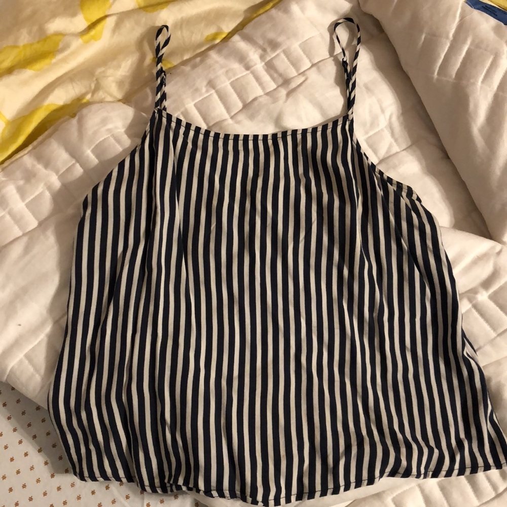 Navy and white striped tank top